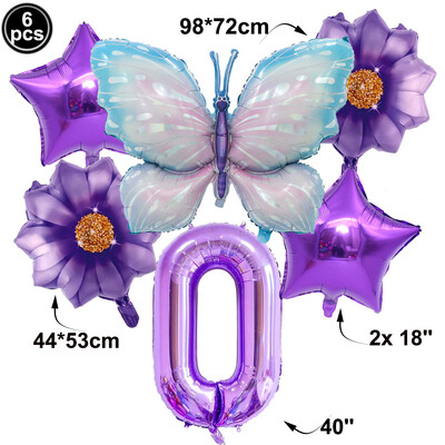 Drugelio balionų rinkinys 32 colių numerio balionas rožinis mėlynas saulėgrąžų kūdikių dušo reikmenys helio balionas gimtadienio vakarėlio vestuvių dekoras