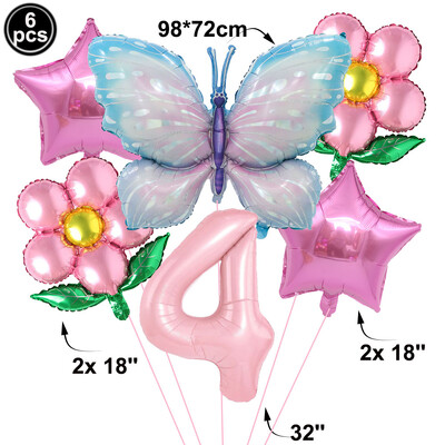Drugelio balionų rinkinys 32 colių numerio balionas rožinis mėlynas saulėgrąžų kūdikių dušo reikmenys helio balionas gimtadienio vakarėlio vestuvių dekoras