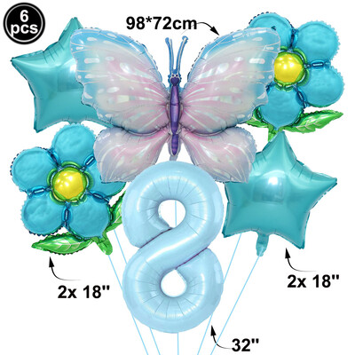 Drugelio balionų rinkinys 32 colių numerio balionas rožinis mėlynas saulėgrąžų kūdikių dušo reikmenys helio balionas gimtadienio vakarėlio vestuvių dekoras