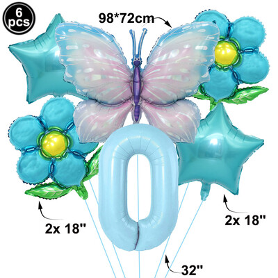 Drugelio balionų rinkinys 32 colių numerio balionas rožinis mėlynas saulėgrąžų kūdikių dušo reikmenys helio balionas gimtadienio vakarėlio vestuvių dekoras