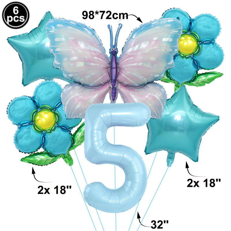 Drugelio balionų rinkinys 32 colių numerio balionas rožinis mėlynas saulėgrąžų kūdikių dušo reikmenys helio balionas gimtadienio vakarėlio vestuvių dekoras