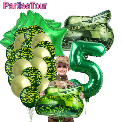 32 kom/set Camo Ballons Vojni Kamuflažni Party Tema Tenk Balon Army Soldier 3rd 4th 5th 6th 7th Brithday Party Decor Globos