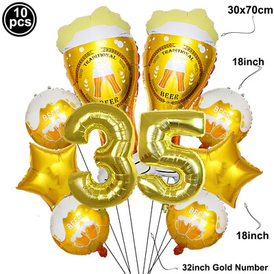 30-ojo gimtadienio papuošalai vyrams Moterims 30 metų jubiliejaus dekoras 40-ojo gimtadienio vakarėlio alaus puodelio balionas 32 colių aukso numerio balionas