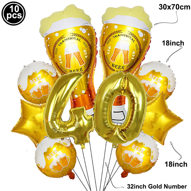 30-ojo gimtadienio papuošalai vyrams Moterims 30 metų jubiliejaus dekoras 40-ojo gimtadienio vakarėlio alaus puodelio balionas 32 colių aukso numerio balionas