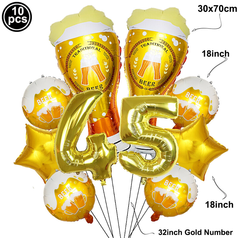 30-ojo gimtadienio papuošalai vyrams Moterims 30 metų jubiliejaus dekoras 40-ojo gimtadienio vakarėlio alaus puodelio balionas 32 colių aukso numerio balionas