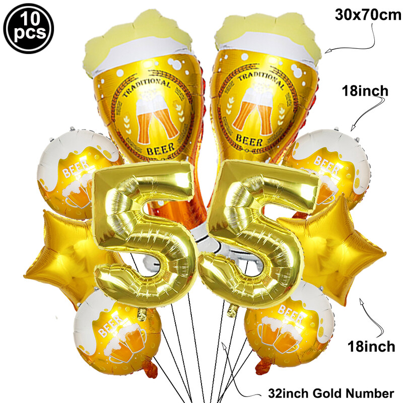 30-ojo gimtadienio papuošalai vyrams Moterims 30 metų jubiliejaus dekoras 40-ojo gimtadienio vakarėlio alaus puodelio balionas 32 colių aukso numerio balionas