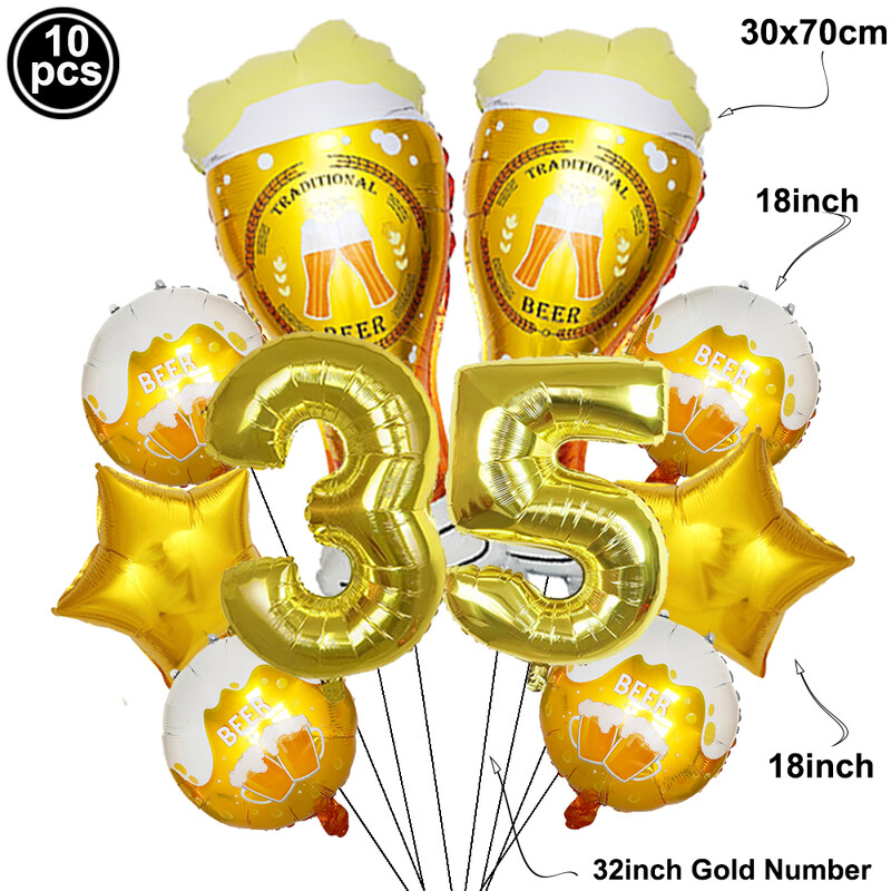30-ojo gimtadienio papuošalai vyrams Moterims 30 metų jubiliejaus dekoras 40-ojo gimtadienio vakarėlio alaus puodelio balionas 32 colių aukso numerio balionas