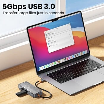 USB C Hub 8 σε 1 Type C 3.1 To HDMI-4K Adapter 5GB RJ45 SD/TF Card Reader HUB USB 3.0 100W PD Fast Charge for MacBook Laptop