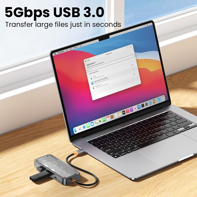 USB C centrmezgls 8 vienā C tips 3.1 uz HDMI-4K adapteri 5 GB RJ45 SD/TF karšu lasītāja centrmezgls USB 3.0 100 W PD ātrā uzlāde MacBook klēpjdatoram