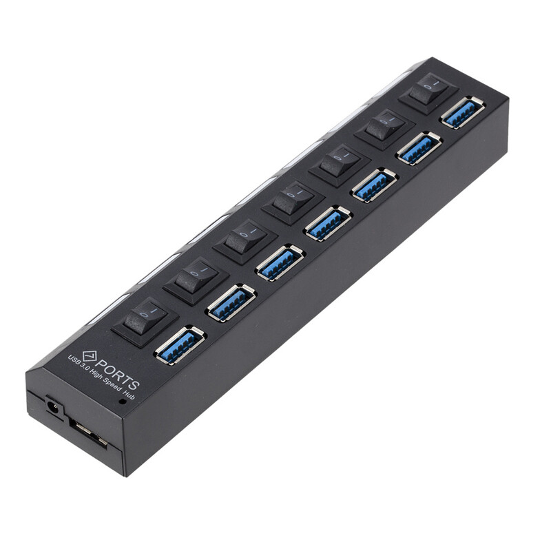Hub USB 3.0 Hub USB 3.0 Splitter multiplu USB 3 Hab Use Adaptor de alimentare 7 porturi Multiple Expander 2.0 Hub USB3 cu comutator pentru PC
