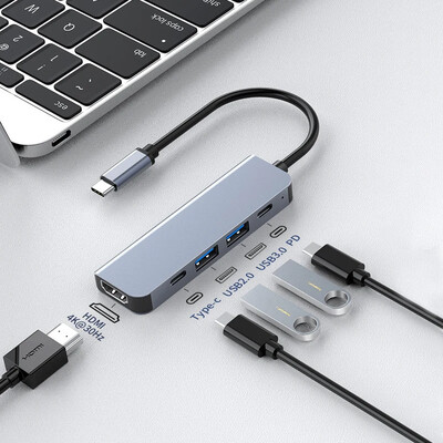 Za prijenosno računalo 5 u 1 USB C HUB 4K 30Hz PD100W Dock USB-C 3.1 Splitter Type-C na HDMI adapter za MacBook iPad Huawei USB 3.0 HUB