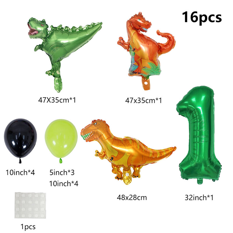16 ks/balenie Sada balónov na párty s dinosaurom