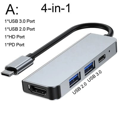 „Thunderbolt 3“ adapteris USB tipo C šakotuvas Su HDMI suderinamas 4K palaikymas „Samsung Dex“ režimo USB-C dokas su PD, skirtas „MacBook Pro“ / „Air 2021“