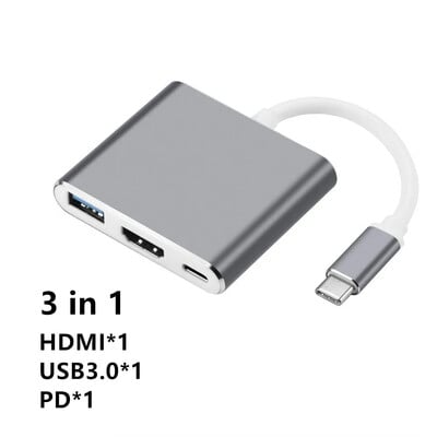 „Thunderbolt 3“ adapteris USB tipo C šakotuvas Su HDMI suderinamas 4K palaikymas „Samsung Dex“ režimo USB-C dokas su PD, skirtas „MacBook Pro“ / „Air 2021“