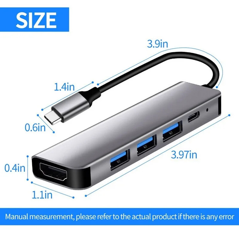 „Thunderbolt 3“ adapteris USB tipo C šakotuvas Su HDMI suderinamas 4K palaikymas „Samsung Dex“ režimo USB-C dokas su PD, skirtas „MacBook Pro“ / „Air 2021“