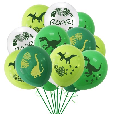 16 bucăți 12 inch, balon din latex cu dinozaur verde, junglă, petrecere tematică, decorațiuni pentru petrecerea de aniversare, jucării gonflabile pentru copii