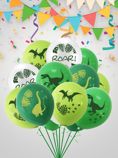 16 bucăți 12 inch, balon din latex cu dinozaur verde, junglă, petrecere tematică, decorațiuni pentru petrecerea de aniversare, jucării gonflabile pentru copii