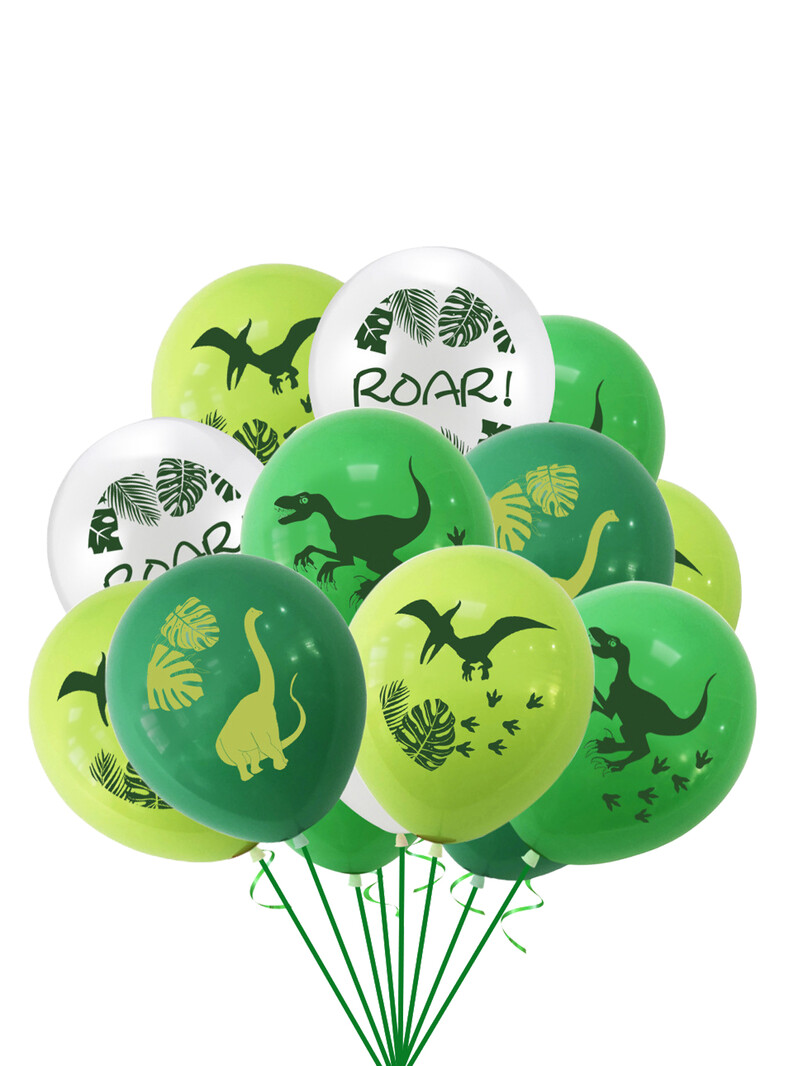 16 bucăți 12 inch, balon din latex cu dinozaur verde, junglă, petrecere tematică, decorațiuni pentru petrecerea de aniversare, jucării gonflabile pentru copii