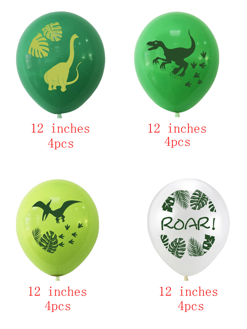 16 bucăți 12 inch, balon din latex cu dinozaur verde, junglă, petrecere tematică, decorațiuni pentru petrecerea de aniversare, jucării gonflabile pentru copii