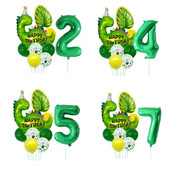 Dinozaur drăguț, 32 inch, frunze digitale din aluminiu, set de baloane din film din aluminiu, tematică din dinozaur jurasic, balon verde, rechizite pentru petrecerea de naștere
