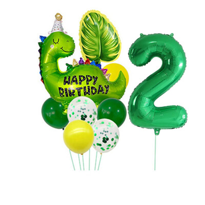 Dinozaur drăguț, 32 inch, frunze digitale din aluminiu, set de baloane din film din aluminiu, tematică din dinozaur jurasic, balon verde, rechizite pentru petrecerea de naștere