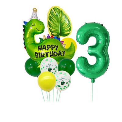 Dinozaur drăguț, 32 inch, frunze digitale din aluminiu, set de baloane din film din aluminiu, tematică din dinozaur jurasic, balon verde, rechizite pentru petrecerea de naștere