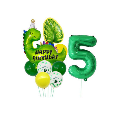 Dinozaur drăguț, 32 inch, frunze digitale din aluminiu, set de baloane din film din aluminiu, tematică din dinozaur jurasic, balon verde, rechizite pentru petrecerea de naștere
