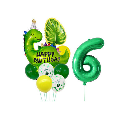 Dinozaur drăguț, 32 inch, frunze digitale din aluminiu, set de baloane din film din aluminiu, tematică din dinozaur jurasic, balon verde, rechizite pentru petrecerea de naștere