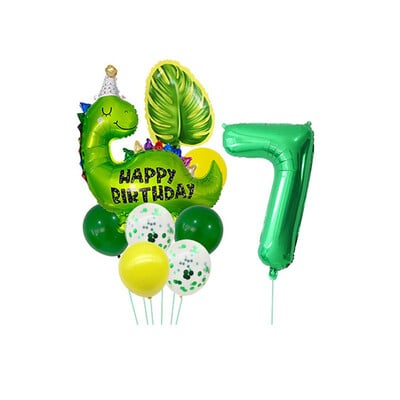 Dinozaur drăguț, 32 inch, frunze digitale din aluminiu, set de baloane din film din aluminiu, tematică din dinozaur jurasic, balon verde, rechizite pentru petrecerea de naștere