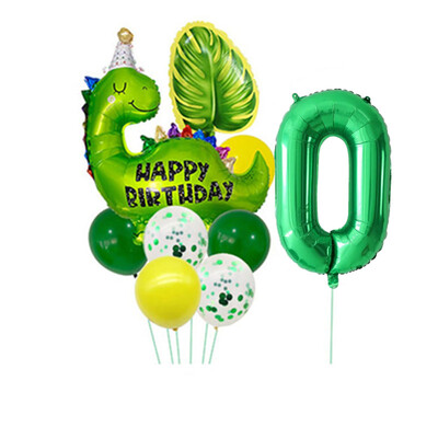Dinozaur drăguț, 32 inch, frunze digitale din aluminiu, set de baloane din film din aluminiu, tematică din dinozaur jurasic, balon verde, rechizite pentru petrecerea de naștere