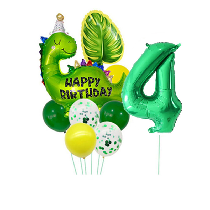 Dinozaur drăguț, 32 inch, frunze digitale din aluminiu, set de baloane din film din aluminiu, tematică din dinozaur jurasic, balon verde, rechizite pentru petrecerea de naștere