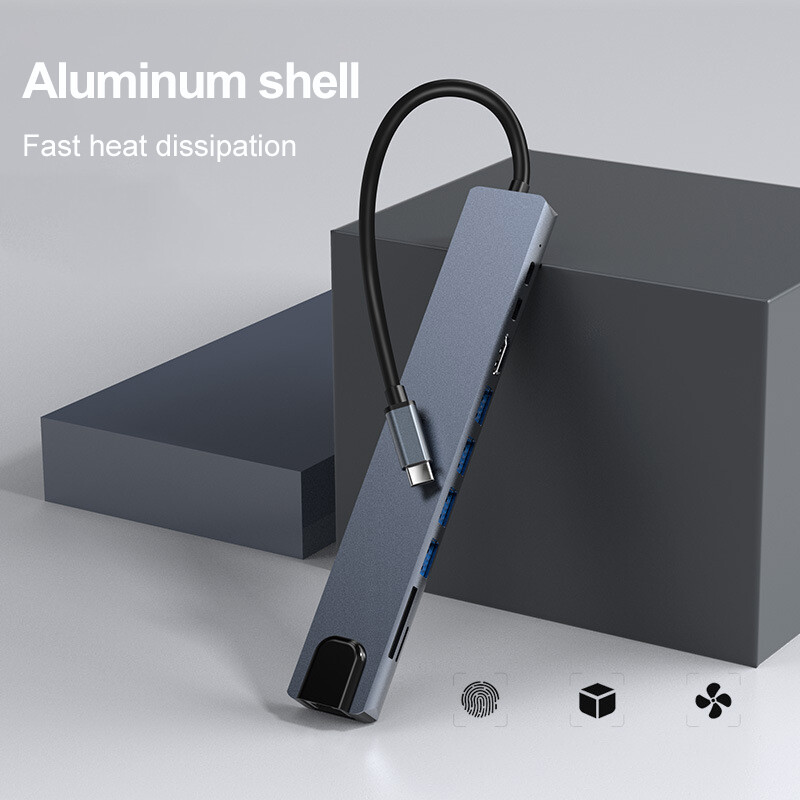 10-in-1 USB C centrmezgls, tips C no 3.1 līdz HDMI 4K SD TF PD 100 W adapteris Macbook iPad Pro Air M2 M1 datora piederumiem 5 Gbps USB C 3.0 centrmezgls