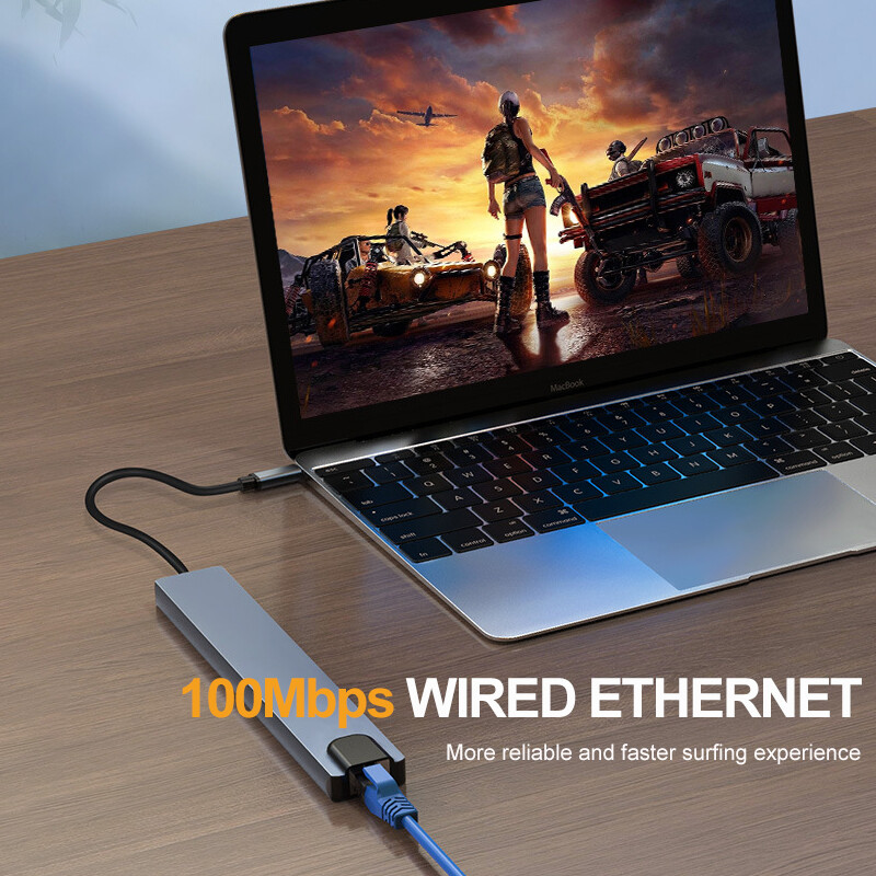 10-in-1 USB C centrmezgls, tips C no 3.1 līdz HDMI 4K SD TF PD 100 W adapteris Macbook iPad Pro Air M2 M1 datora piederumiem 5 Gbps USB C 3.0 centrmezgls