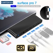 KARTOMAN USB 3.0 HUB 4K HDMI kompatibilný Gigabit Ethernet Type-C adaptér TF/SD pre dokovacie stanice pre notebooky Microsoft Surface Pro 7