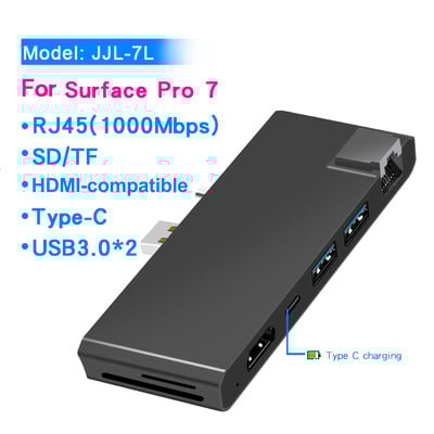 KARTOMAN USB 3.0 HUB 4K HDMI kompatibilný Gigabit Ethernet Type-C adaptér TF/SD pre dokovacie stanice pre notebooky Microsoft Surface Pro 7