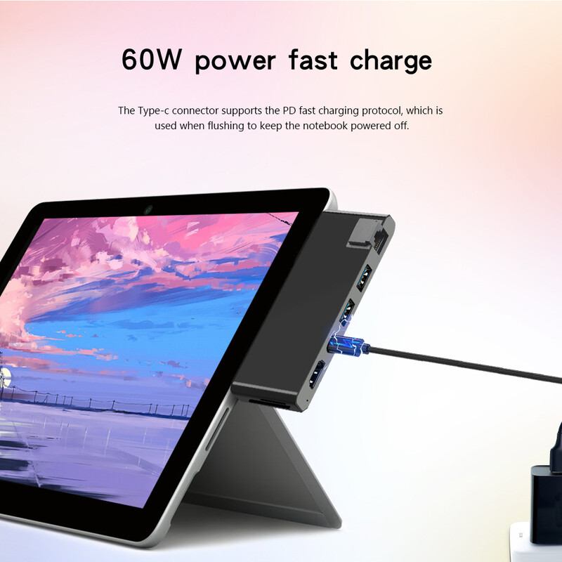 KARTOMAN USB 3.0 HUB 4K HDMI kompatibilný Gigabit Ethernet Type-C adaptér TF/SD pre dokovacie stanice pre notebooky Microsoft Surface Pro 7