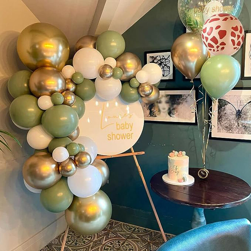 20db Jungle Animal Theme Party Zsálya zöld léggömb karamell szám 0-9 fólia lufi Boldog születésnapi parti babazuhany dekoráció