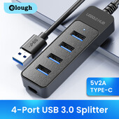 Hub USB 3.0 Splitter USB de mare viteză cu 4 porturi Hub tip c Adaptor de alimentare cu cablu comutator cu hub expansor multiplu