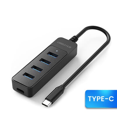 Hub USB 3.0 Splitter USB de mare viteză cu 4 porturi Hub tip c Adaptor de alimentare cu cablu comutator cu hub expansor multiplu