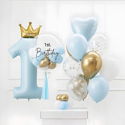 40-palcové fóliové balóny s korunou princa, dekorácie na 1. narodeninovú oslavu pre deti, chlapcov a dievčatá, prvé výročie, Globos Supplies
