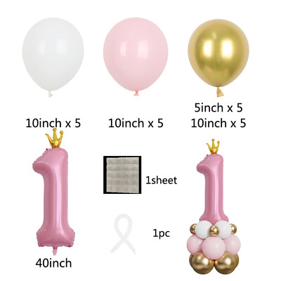 Narodeninové latexové balóny Ružová modrá Koruna Číslo Darčeky Hračky Párty Dekorácie Detská sprcha Globos Doplnky