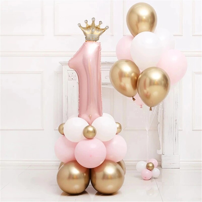 Narodeninové latexové balóny Ružová modrá Koruna Číslo Darčeky Hračky Párty Dekorácie Detská sprcha Globos Doplnky