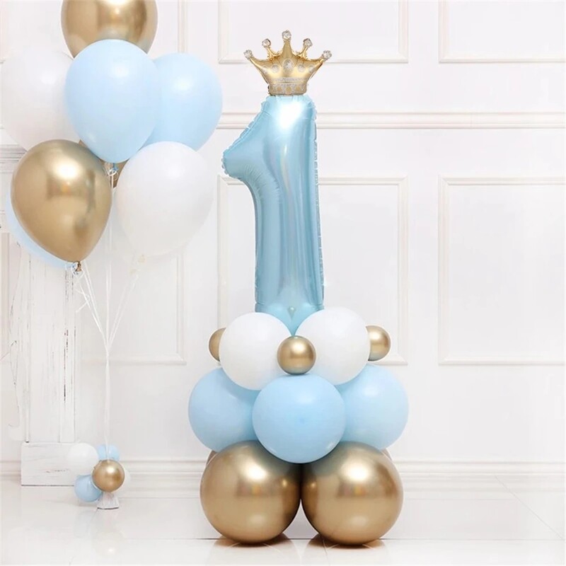 Narodeninové latexové balóny Ružová modrá Koruna Číslo Darčeky Hračky Párty Dekorácie Detská sprcha Globos Doplnky