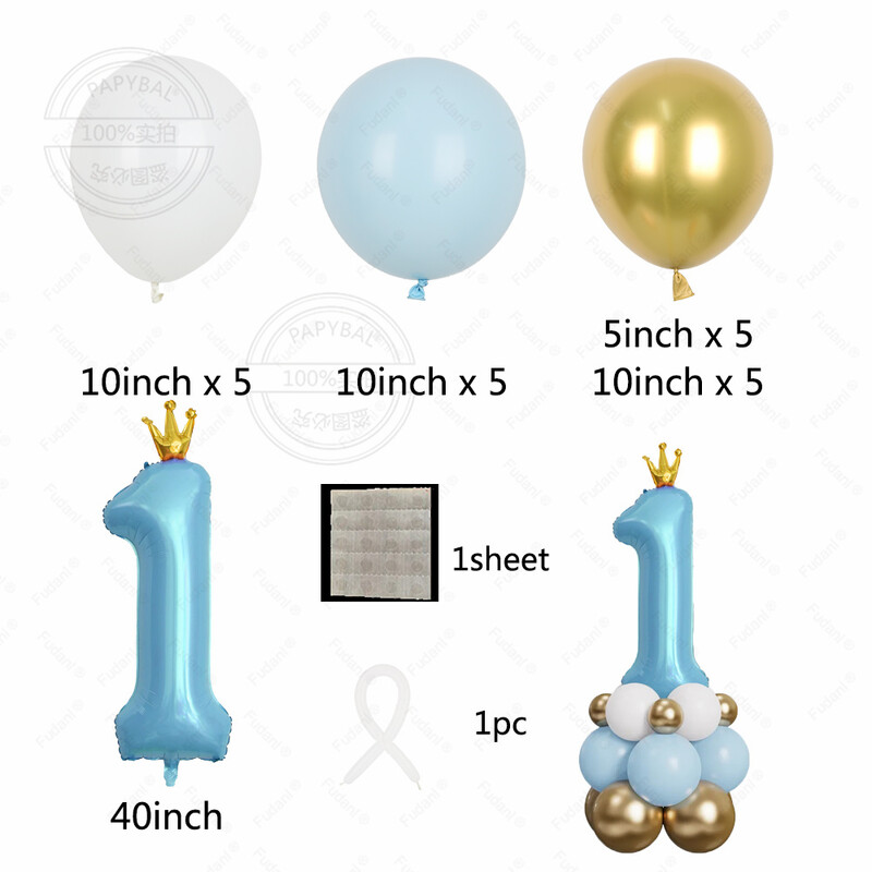 Narodeninové latexové balóny Ružová modrá Koruna Číslo Darčeky Hračky Párty Dekorácie Detská sprcha Globos Doplnky