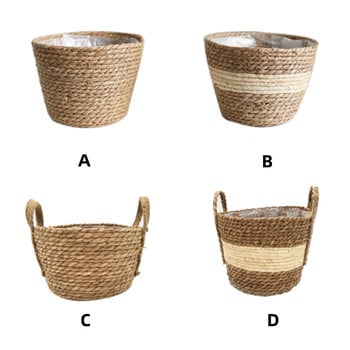 Nordic INS Straw Weaving Flower Plant Basket Grass Planter Indoor Outdoor Garden Pot Covert container for Plantable Bonsai Decor