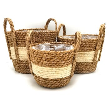 Nordic INS Straw Weaving Flower Plant Basket Grass Planter Indoor Outdoor Garden Pot Covert container for Plantable Bonsai Decor