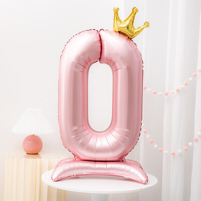 42 inča Crown Decor Pink aluminijska folija Digitalni balon Balon s brojevima za rođendansku zabavu, pribor za ukrašavanje rođendana za djevojčice