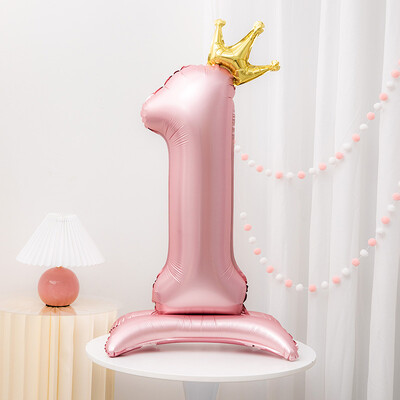 42 inča Crown Decor Pink aluminijska folija Digitalni balon Balon s brojevima za rođendansku zabavu, pribor za ukrašavanje rođendana za djevojčice