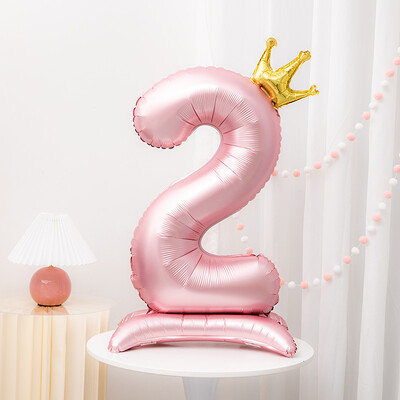 42 inča Crown Decor Pink aluminijska folija Digitalni balon Balon s brojevima za rođendansku zabavu, pribor za ukrašavanje rođendana za djevojčice