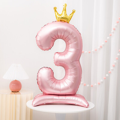 42 inča Crown Decor Pink aluminijska folija Digitalni balon Balon s brojevima za rođendansku zabavu, pribor za ukrašavanje rođendana za djevojčice